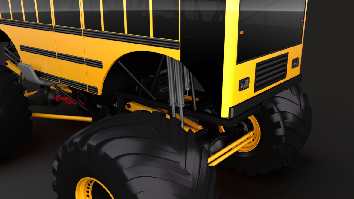 monster truck school bus 3d model 3ds max fbx c4d lwo ma mb hrc xsi obj 311429