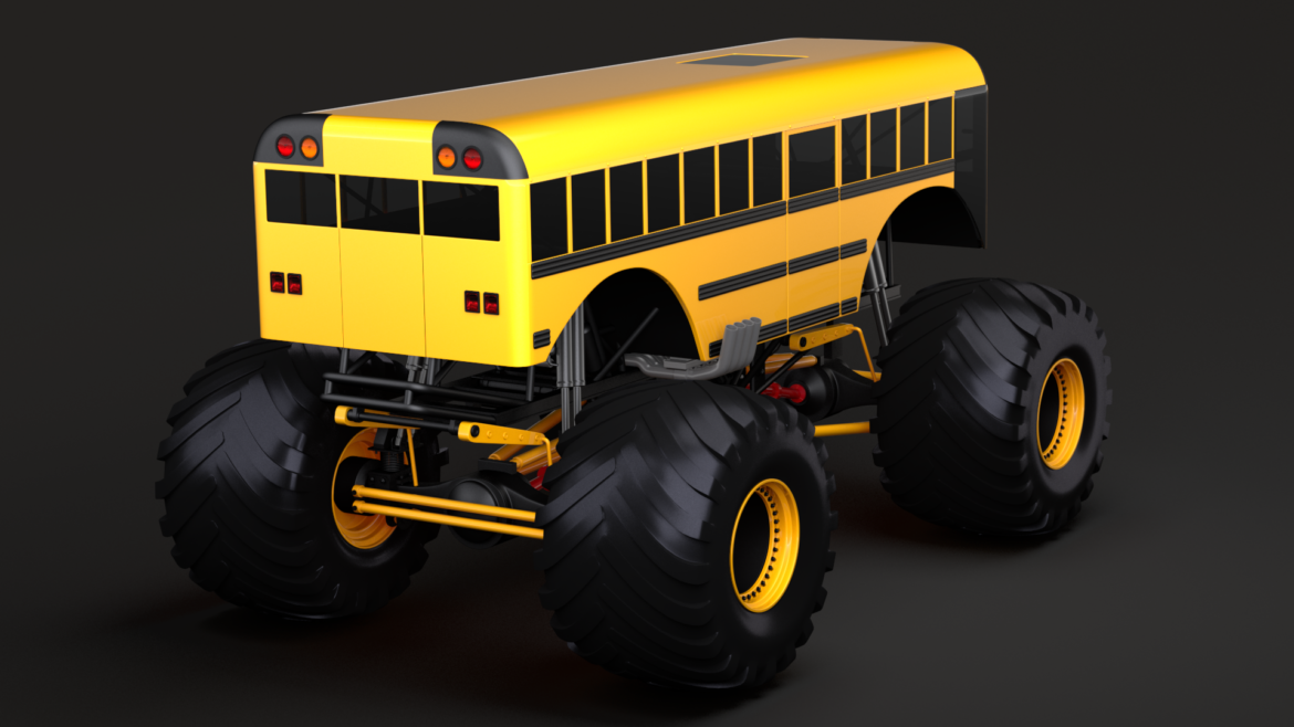 monster truck school bus 3d model 3ds max fbx c4d lwo ma mb hrc xsi obj 311431