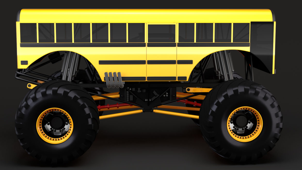 monster truck school bus 3d model 3ds max fbx c4d lwo ma mb hrc xsi obj 311433