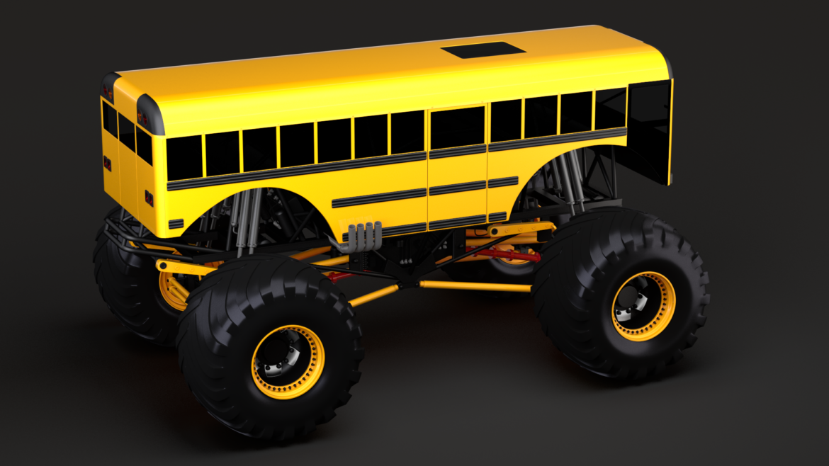 monster truck school bus 3d model 3ds max fbx c4d lwo ma mb hrc xsi obj 311436