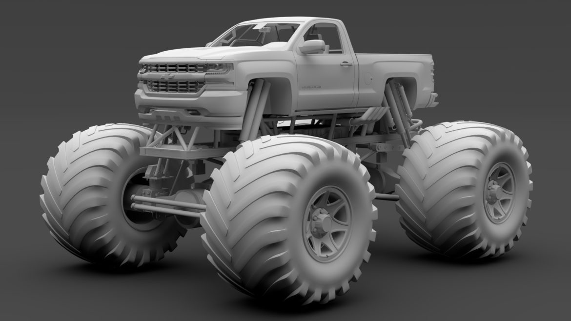 monster truck chevrolet silverado 3d model 3ds max fbx c4d lwo ma mb hrc xsi obj 312052