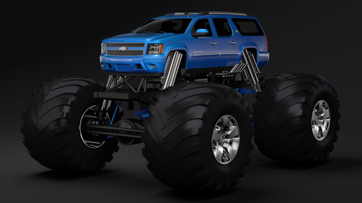 monster truck chevrolet suburban 3d model 3ds max fbx c4d lwo ma mb hrc xsi obj 312073