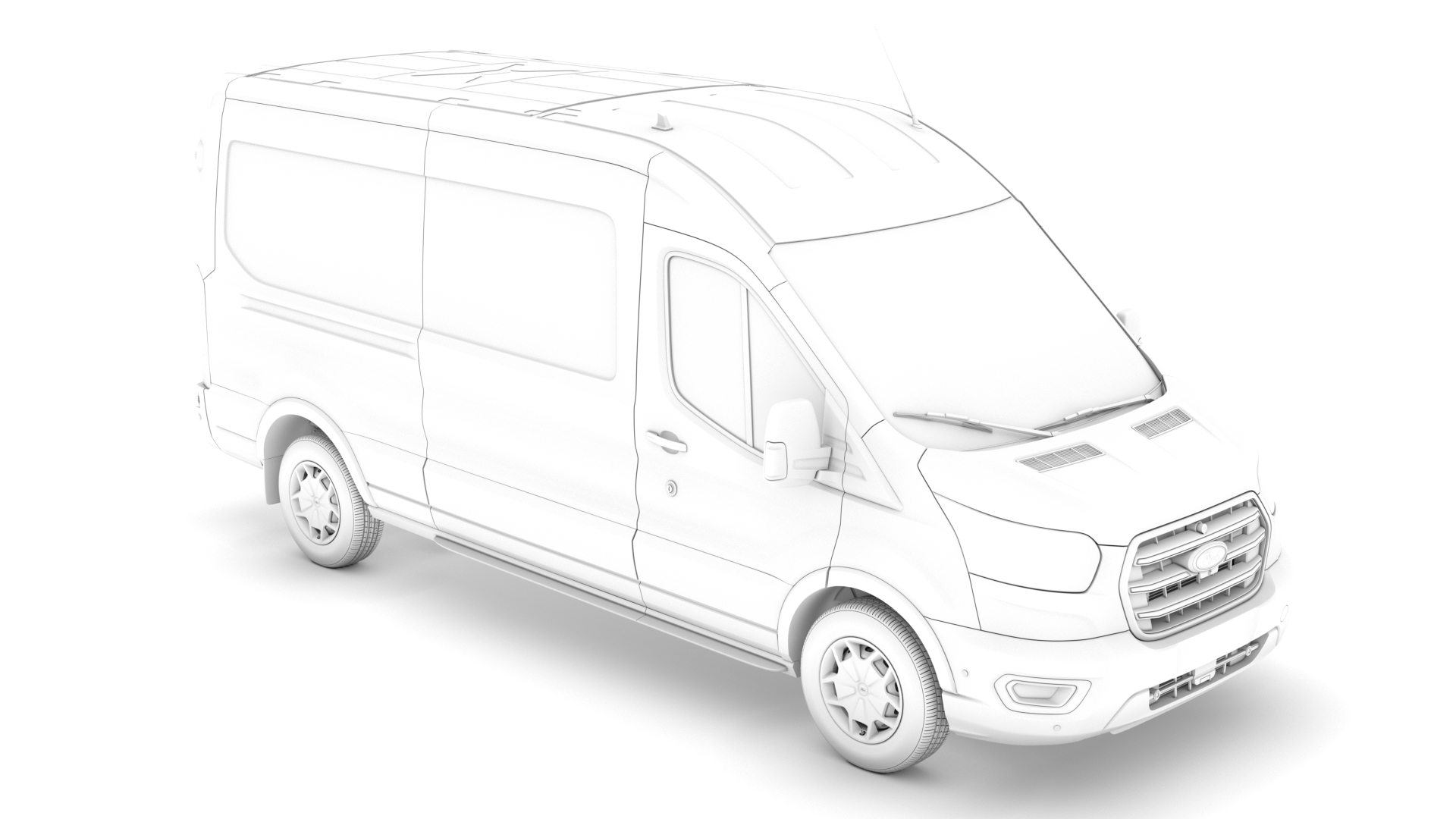 Ford Transit Van 350 L3H2 Trend 2020 3D Model - FlatPyramid