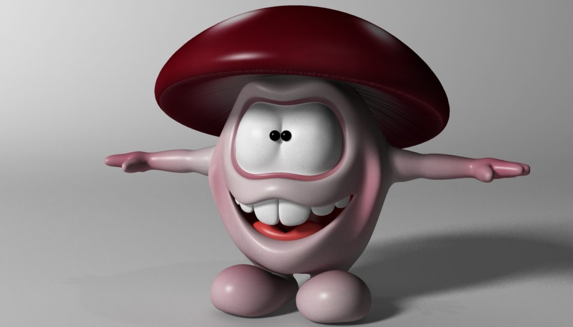 cartoon mushroom character rigged and animated 3d model 3ds max fbx  obj 320510