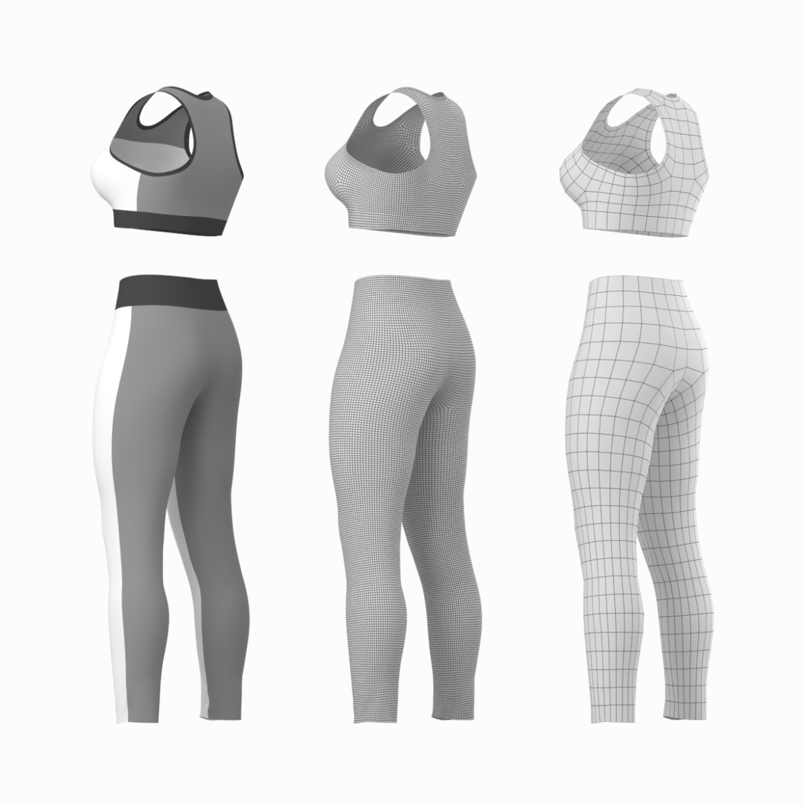 woman sportswear 6 base mesh design kit 3d model 3ds max fbx blend c4d dae ma mb  obj ztl 321051