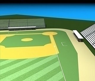 Baseball field 3d model computer graphic representation of a ballpark playing field