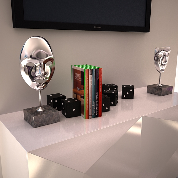 decorative accessories – 2 masks on stands 3d model 3ds max fbx texture obj 120907
