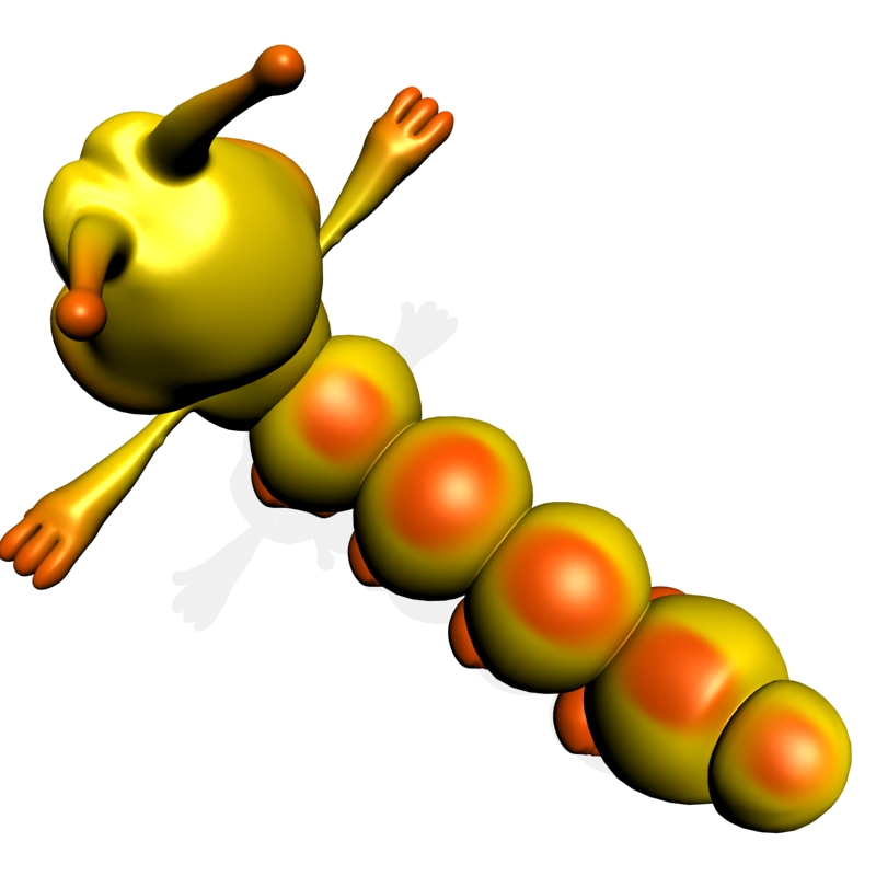 cartoon caterpillar 3d model 3ds max fbx obj 157712