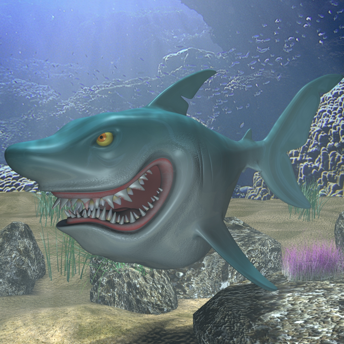 cartoon shark rigged 3d model 3ds max fbx obj 159702