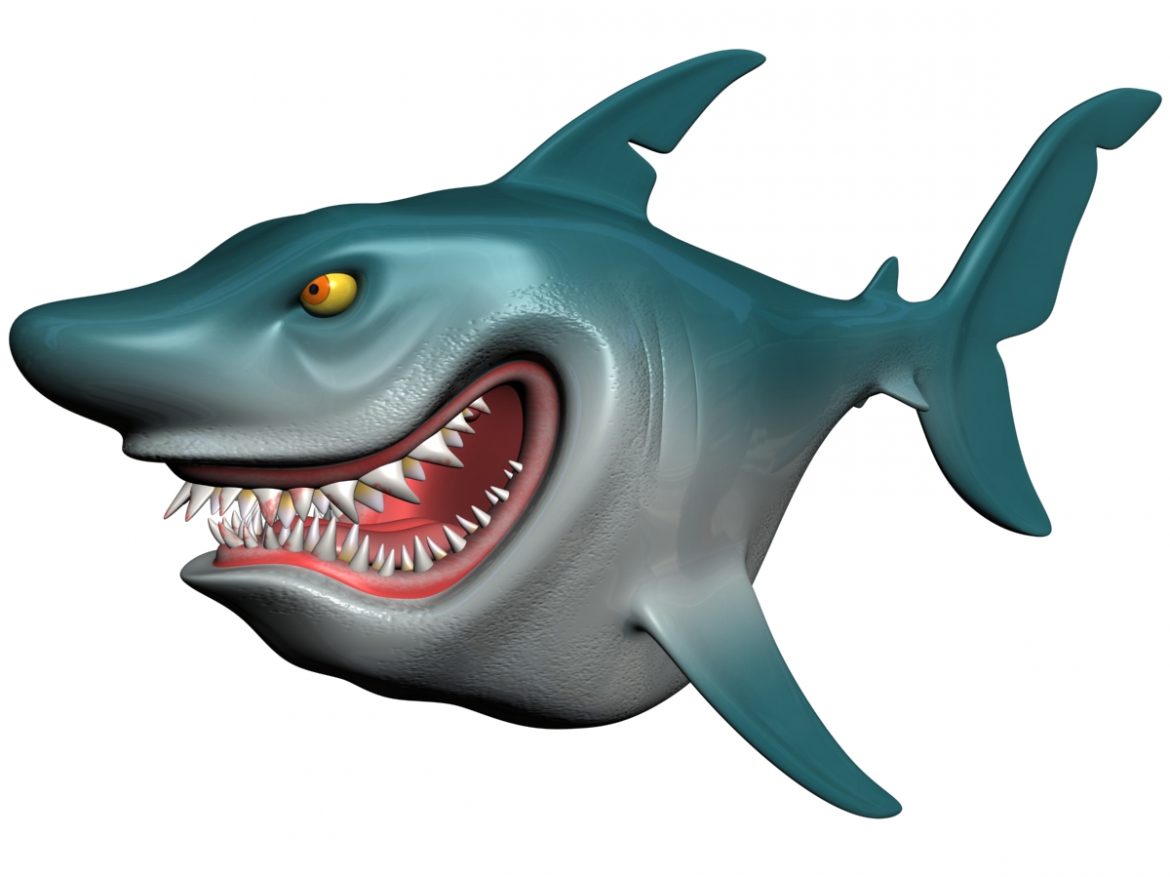 cartoon shark rigged 3d model 3ds max fbx obj 159703