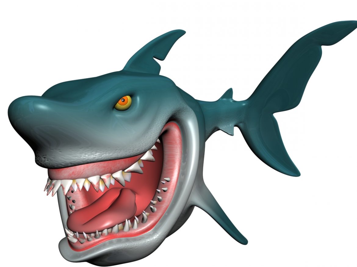 cartoon shark rigged 3d model 3ds max fbx obj 159708