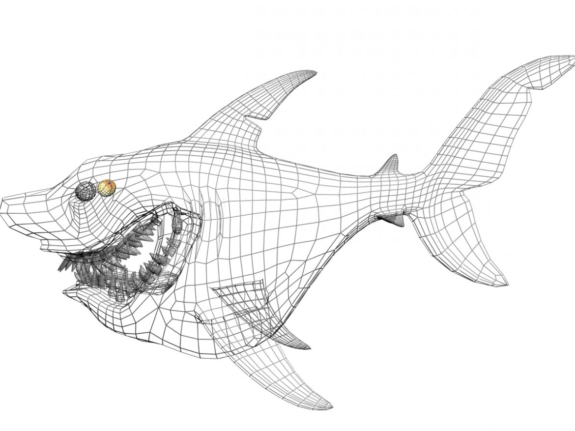 cartoon shark rigged 3d model 3ds max fbx obj 159710