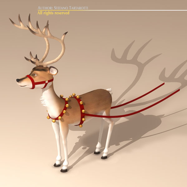 santa reindeer cartoon 3d model 3ds max dxf fbx c4d dae ma mb obj 121209