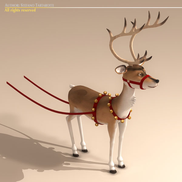 santa reindeer cartoon 3d model 3ds max dxf fbx c4d dae ma mb obj 121212