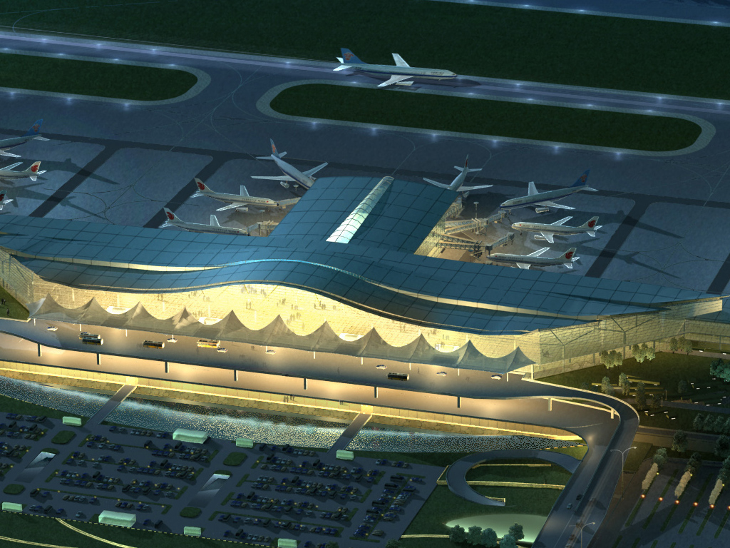 airport 10 night 3d model 3ds max psd 98314