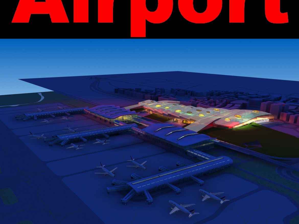 airport 11 night 3d model 3ds max 98308