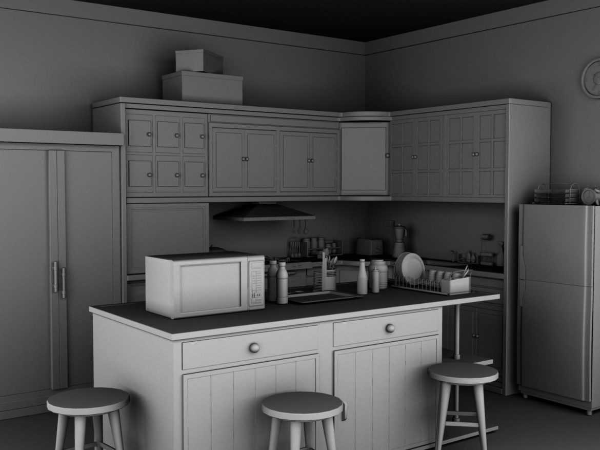 cozy kitchen 3d model fbx max ma mb obj 128383