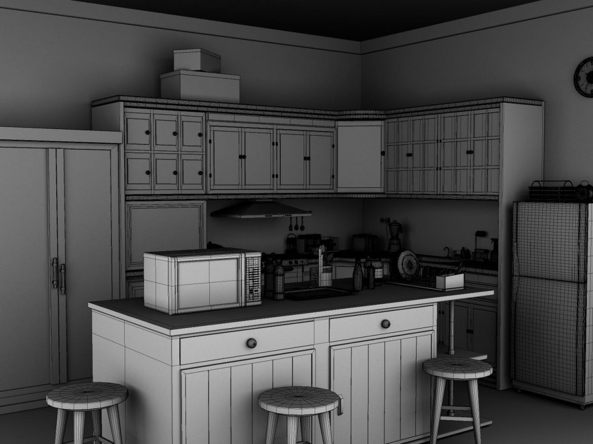 cozy kitchen 3d model fbx max ma mb obj 128384