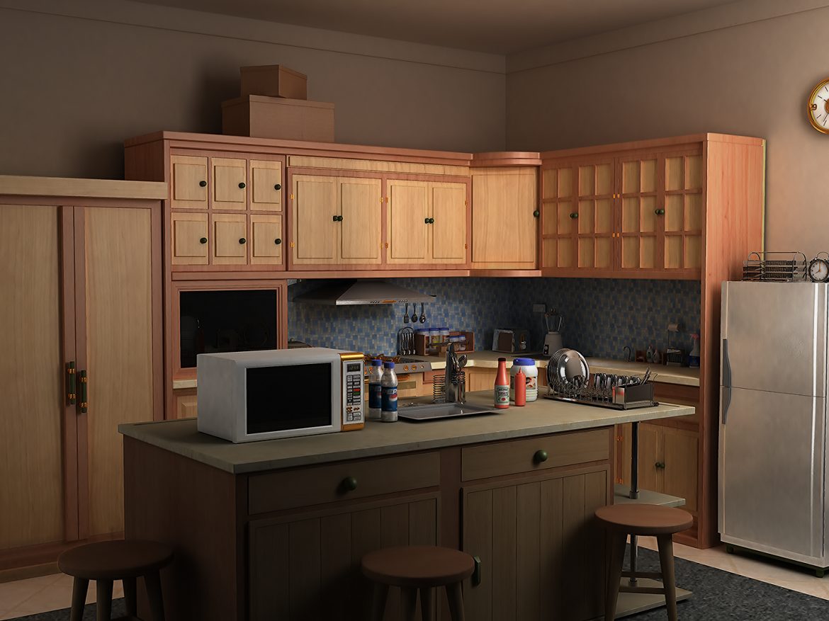 cozy kitchen 3d model fbx max ma mb obj 128385