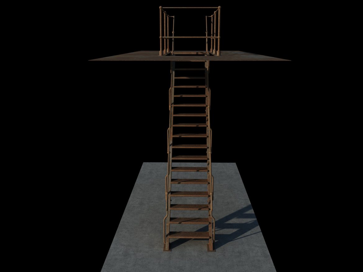 iron stair 3d obj 3d model 3ds dxf c4d skp obj 148387
