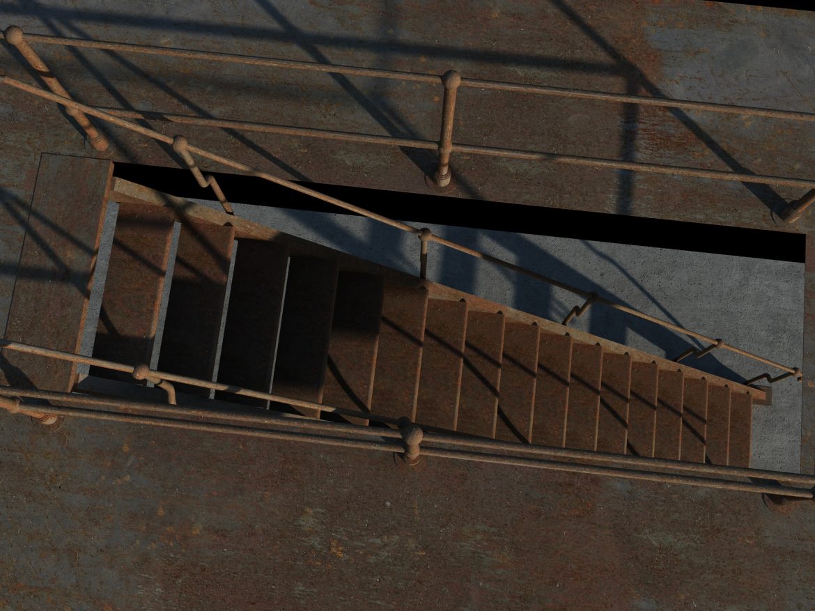 iron stair 3d obj 3d model 3ds dxf c4d skp obj 148396