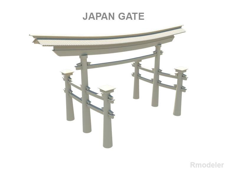 japan gate 3d model fbx ma mb obj 133841