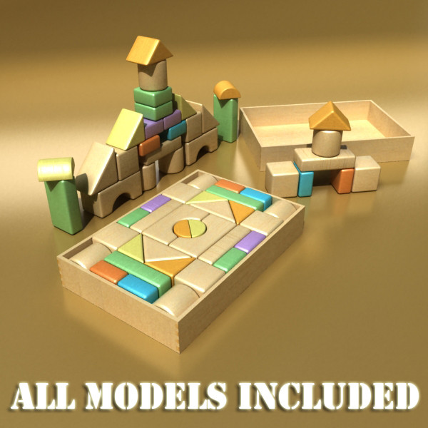 wooden toy blocks 3d model 3ds max fbx obj 131732