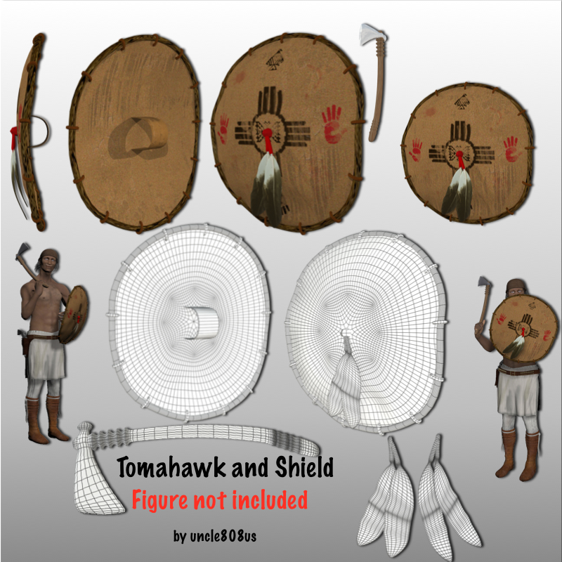 tomahawk and shield 3d model obj 150982