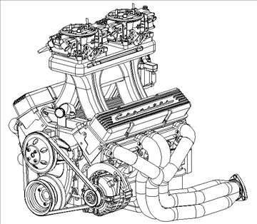 2x4 chevrolet engine 3d model 3ds dxf 98991