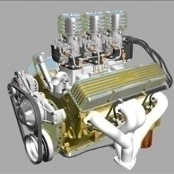 3×2 stromberg chevrolet v8 engine 3d model 3ds 88029