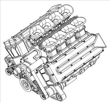 4 cam race engine 3d model 3ds dxf 99042