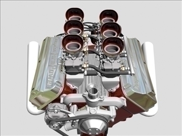6 x 2 stromberg hemi v8 engine 3d model 3ds dxf 109564