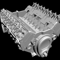 detailed v8 engine 3d model 3ds dxf 88010