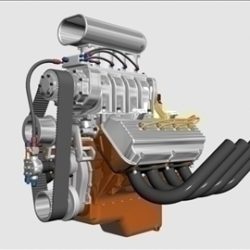 early hemi v8 with blower 3d model 3ds dxf 88173