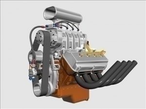 Early Hemi V8 With Blower 3d Model Flatpyramid