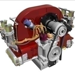 flat 4 weber carb engine 3d model max dxf 94628
