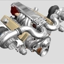 twin-turbo v8 engine 3d model 3ds dxf 96261