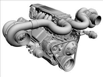 twin-turbo v8 engine 3d model 3ds dxf 96262
