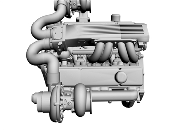 twin-turbo v8 engine 3d model 3ds dxf 96266