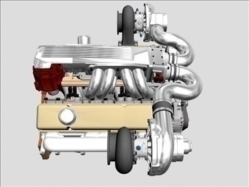 twin-turbo v8 engine 3d model 3ds dxf 96269