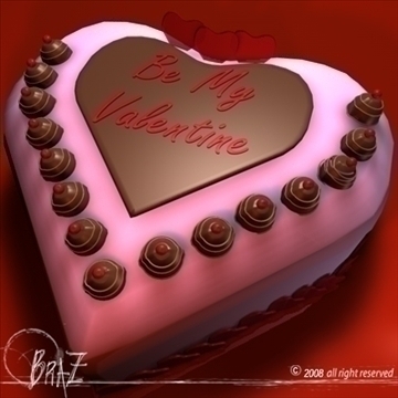 valentine cake 3d model 3ds dxf c4d obj 109522