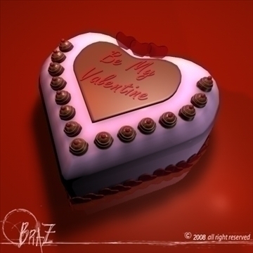 valentine cake 3d model 3ds dxf c4d obj 109523