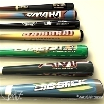 baseball bats collection 3d model 3ds dxf c4d obj 109495