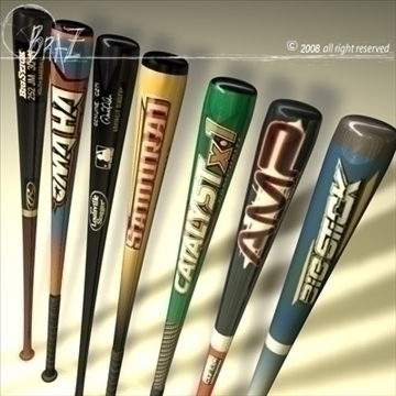 baseball bats collection 3d model 3ds dxf c4d obj 109499