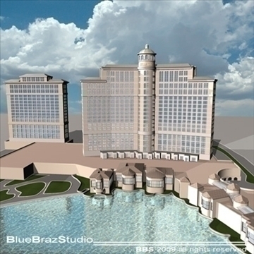 bellagio hotel las vegas 3d model 3ds dxf c4d obj 97289