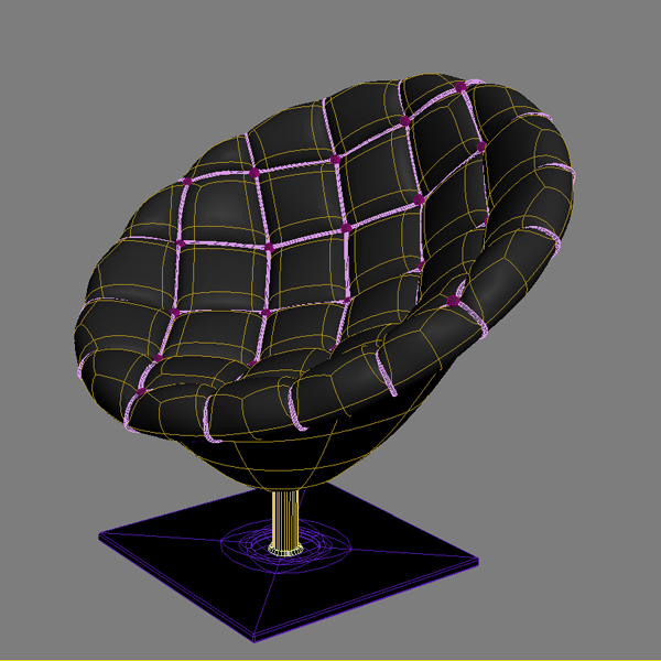 pod chair quilted leather upholstery 3d model 3ds max fbx obj 120820