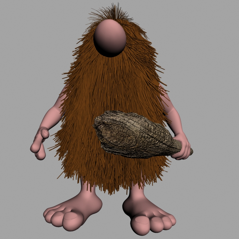 cartoon caveman character rigged 3d model max obj 148614