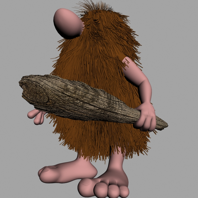 cartoon caveman character rigged 3d model max obj 148615