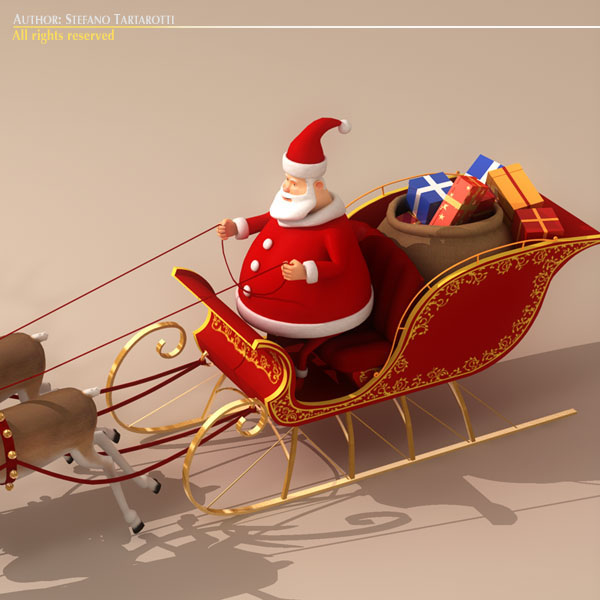 toon santa in sleigh with reindeer 3d model buy toon toon santa in sleigh with reindeer 3d model buy toon