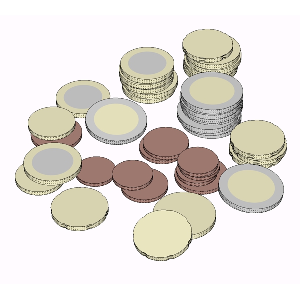 french euro coins 3d model 3ds fbx skp obj 120559